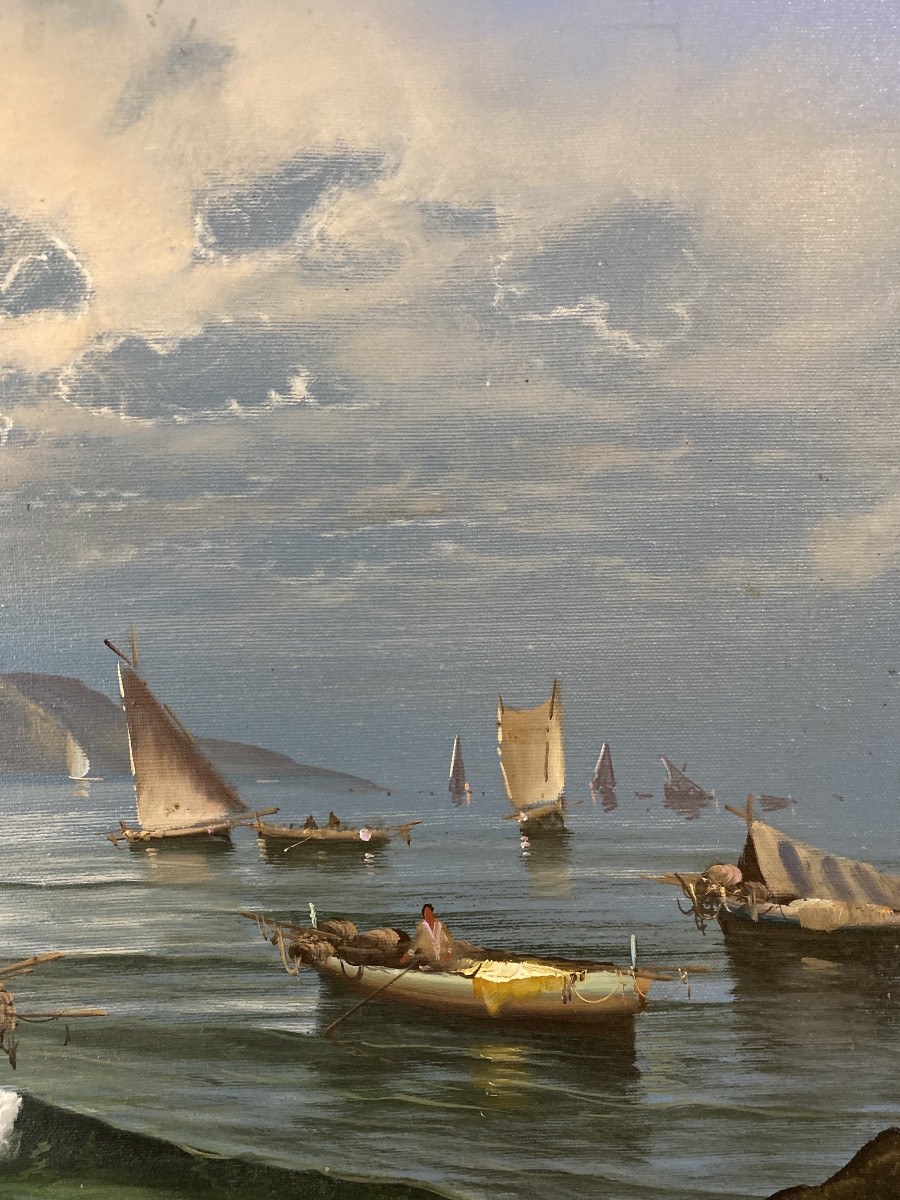 Mario GALANTI (Naples 1923 – 1998) Marina ligure – Tellaro, la chiesa di San Giorgio .-photo-4