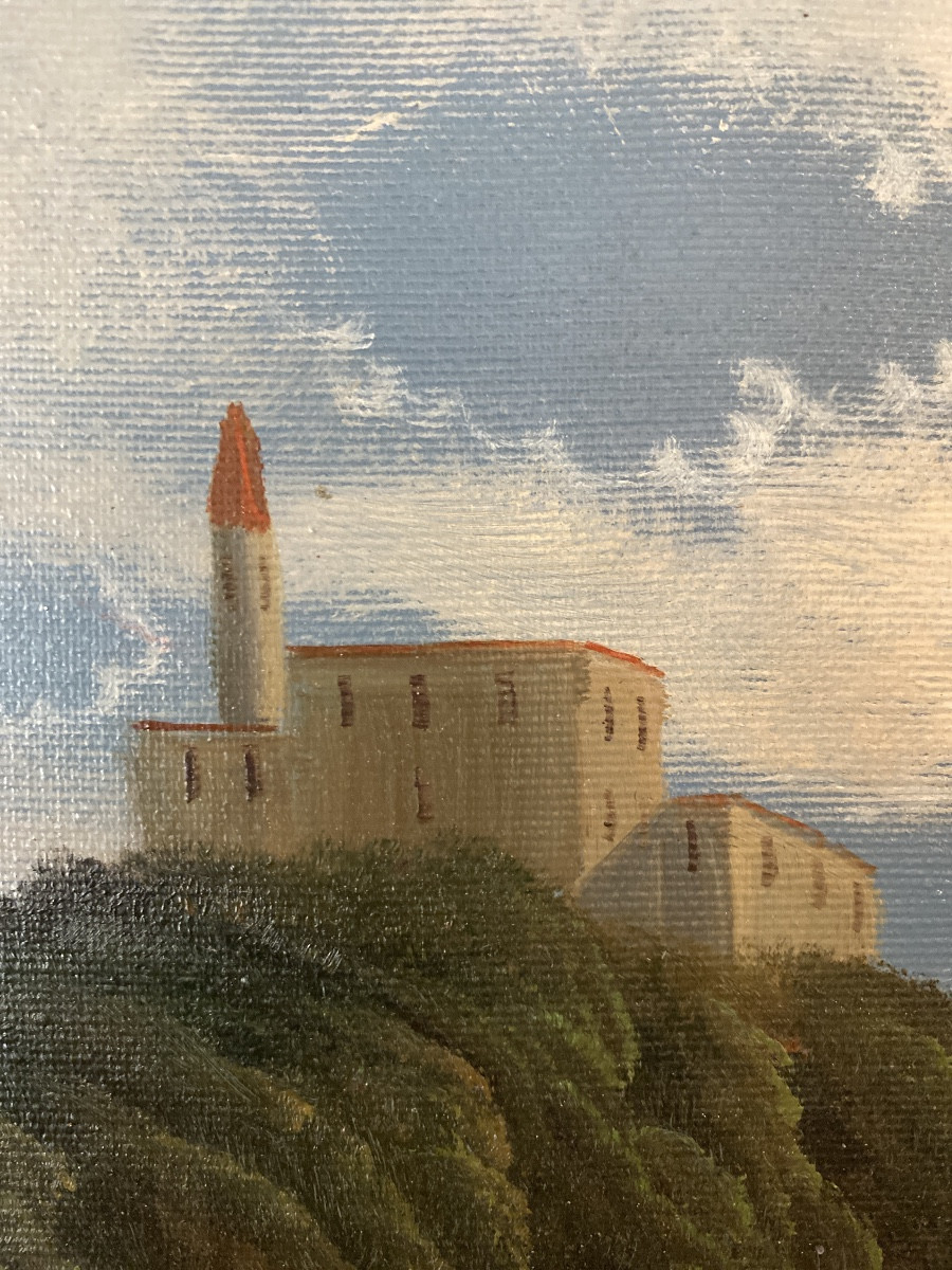 Mario GALANTI (Naples 1923 – 1998) Marina ligure – Tellaro, la chiesa di San Giorgio .-photo-1