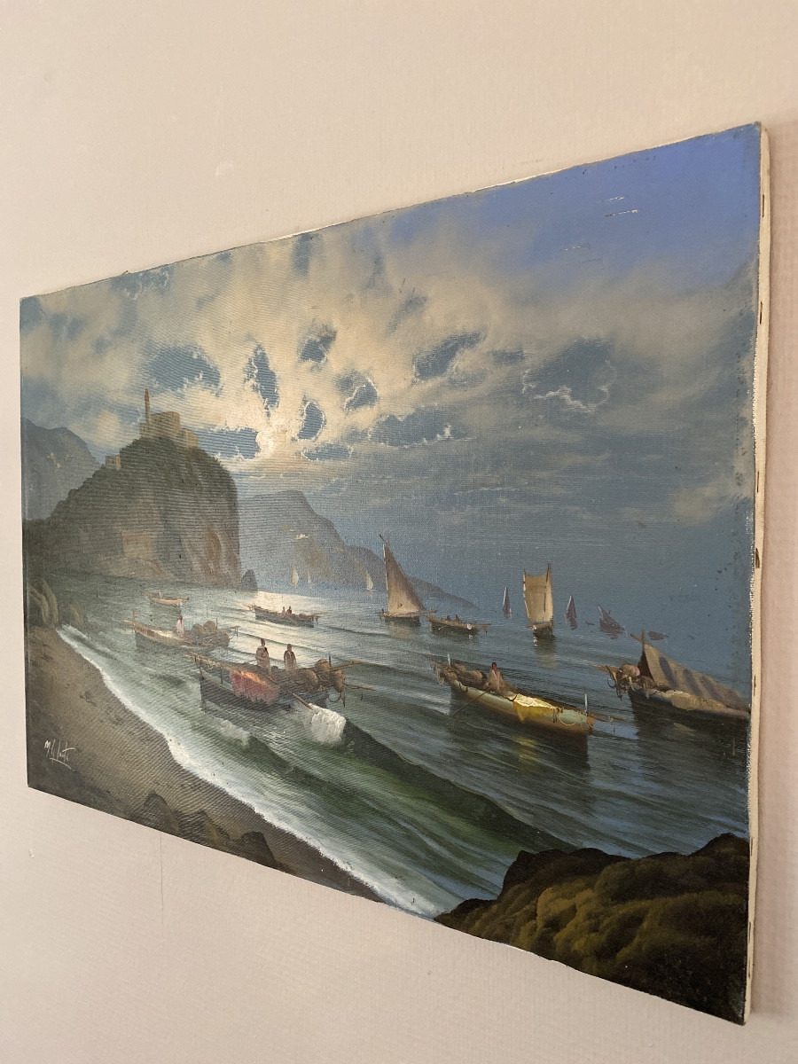 Mario GALANTI (Naples 1923 – 1998) Marina ligure – Tellaro, la chiesa di San Giorgio .-photo-3