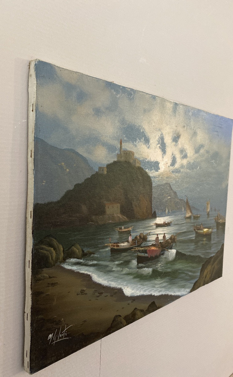Mario GALANTI (Naples 1923 – 1998) Marina ligure – Tellaro, la chiesa di San Giorgio .-photo-4