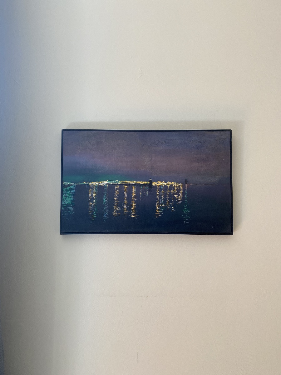 Illuminated Port – Night View Of The Sea Artist: Anne-françoise Comte-rommens (20th-21st Centuries)-photo-6