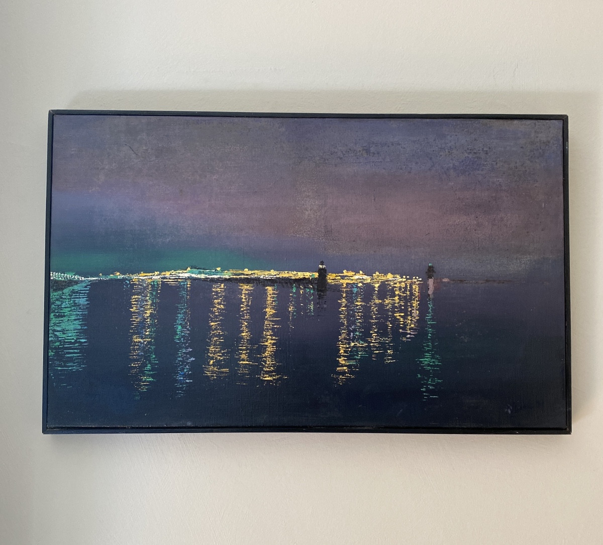 Illuminated Port – Night View Of The Sea Artist: Anne-françoise Comte-rommens (20th-21st Centuries)-photo-7