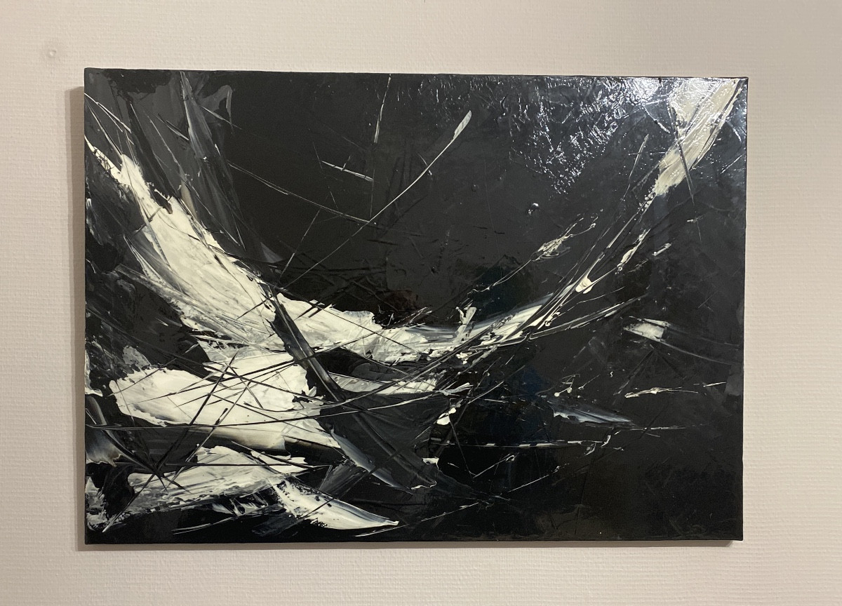 Schwats – “Océan” – Grande acrylique abstraite sur toile 92 × 65 cm – Signée et titrée au dos-photo-2
