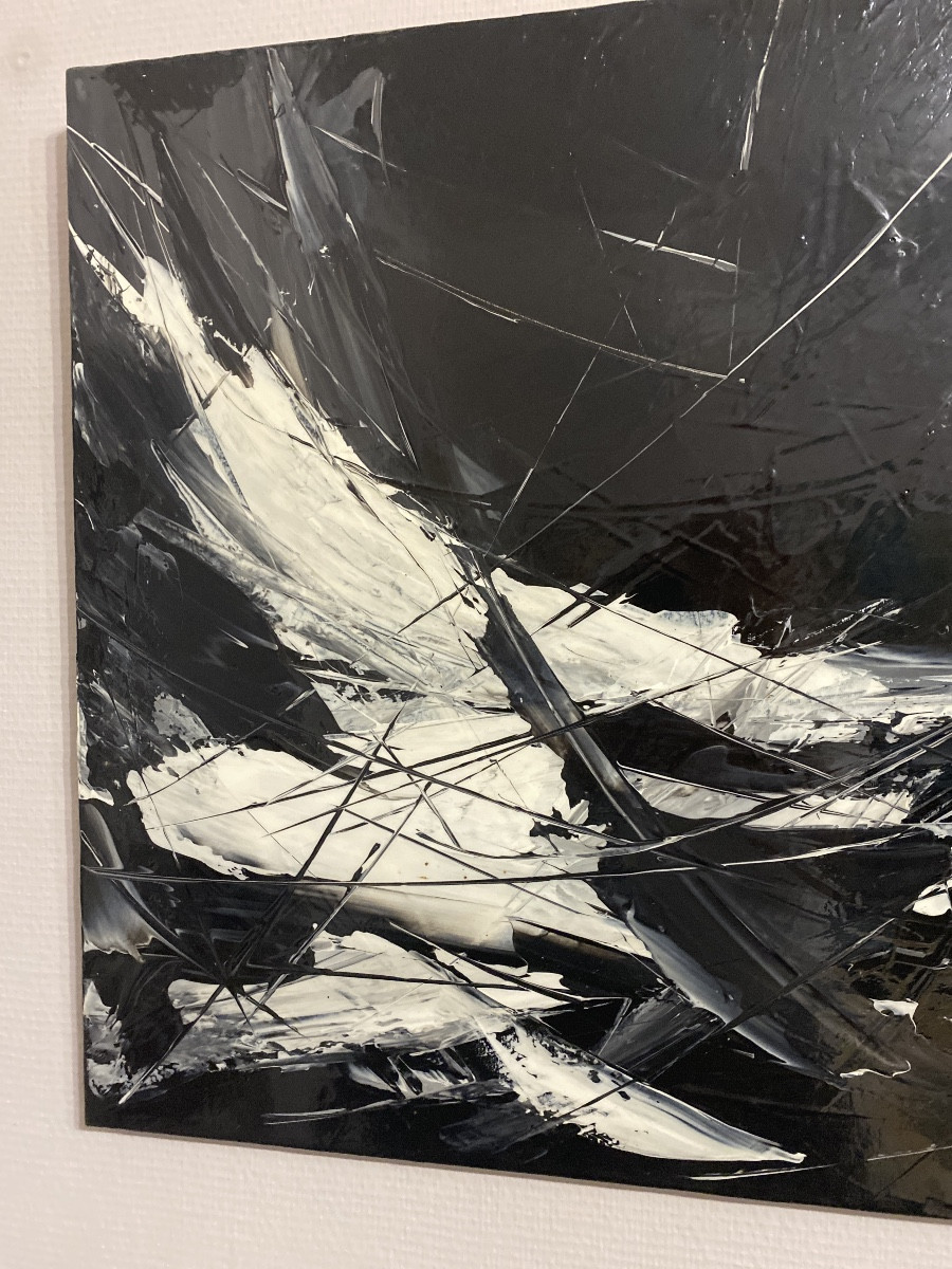 Schwats – “Océan” – Grande acrylique abstraite sur toile 92 × 65 cm – Signée et titrée au dos-photo-3