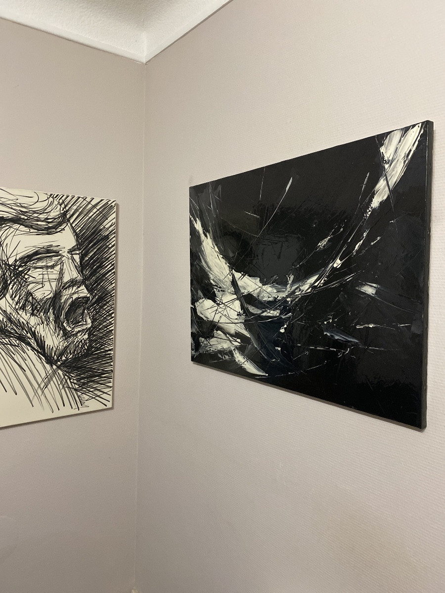 Schwats – “Océan” – Grande acrylique abstraite sur toile 92 × 65 cm – Signée et titrée au dos-photo-3