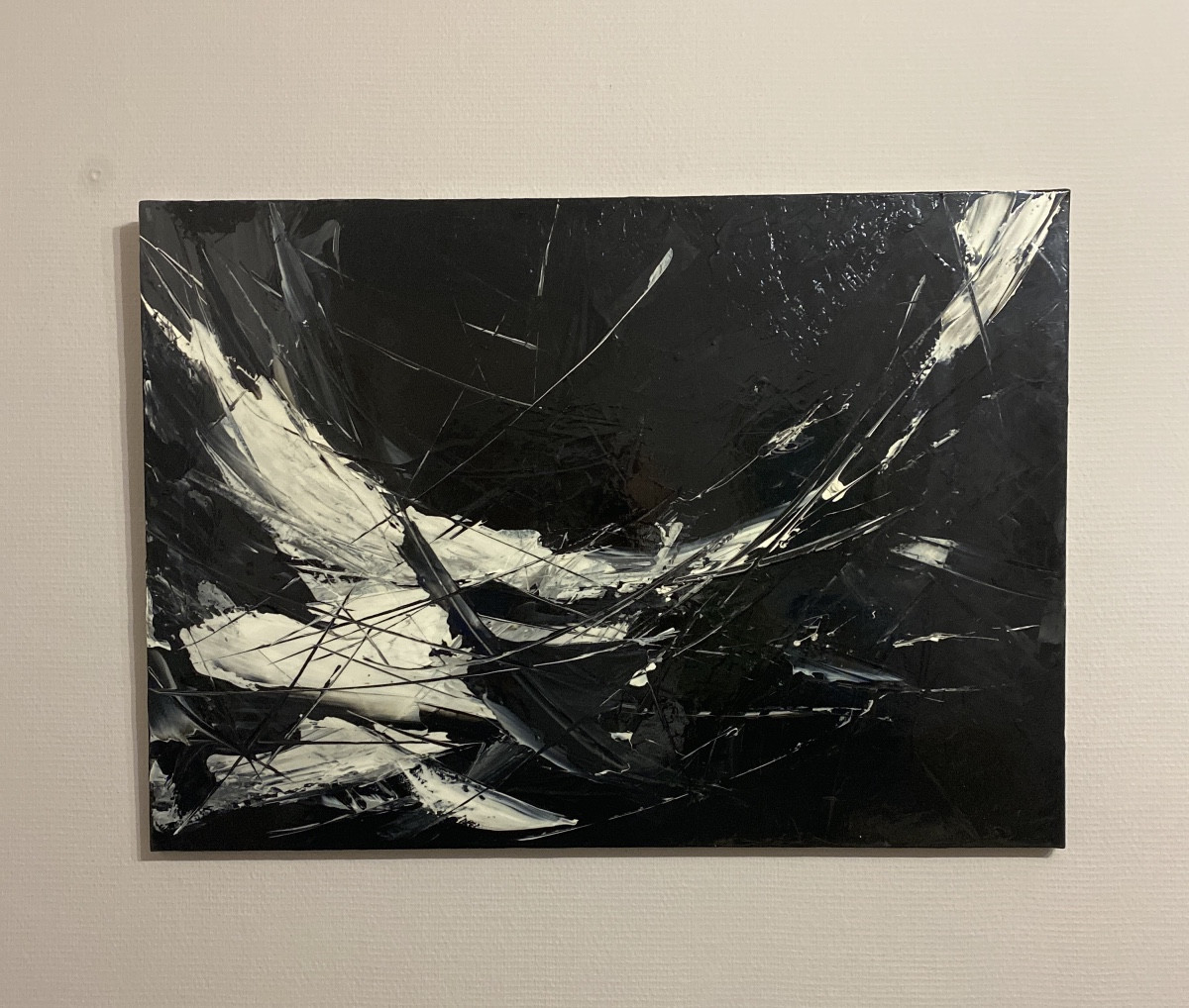 Schwats – “Océan” – Grande acrylique abstraite sur toile 92 × 65 cm – Signée et titrée au dos