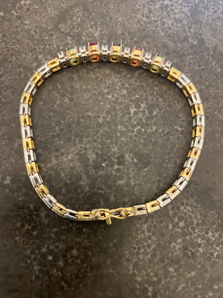 Set In 18-carat (750/1000)yellow And White Gold Set With Precious Stones: Rubies, Sapphires,-photo-6