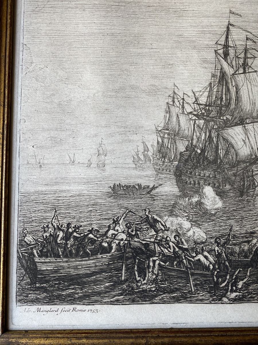  Pair Of Antique Engravings – Adrien Manglard (1695–1760), Rome 1753-photo-1