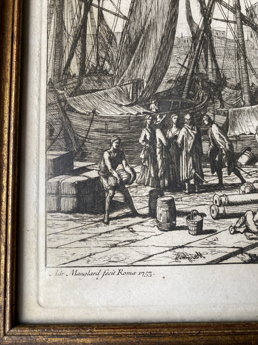  Pair Of Antique Engravings – Adrien Manglard (1695–1760), Rome 1753-photo-8