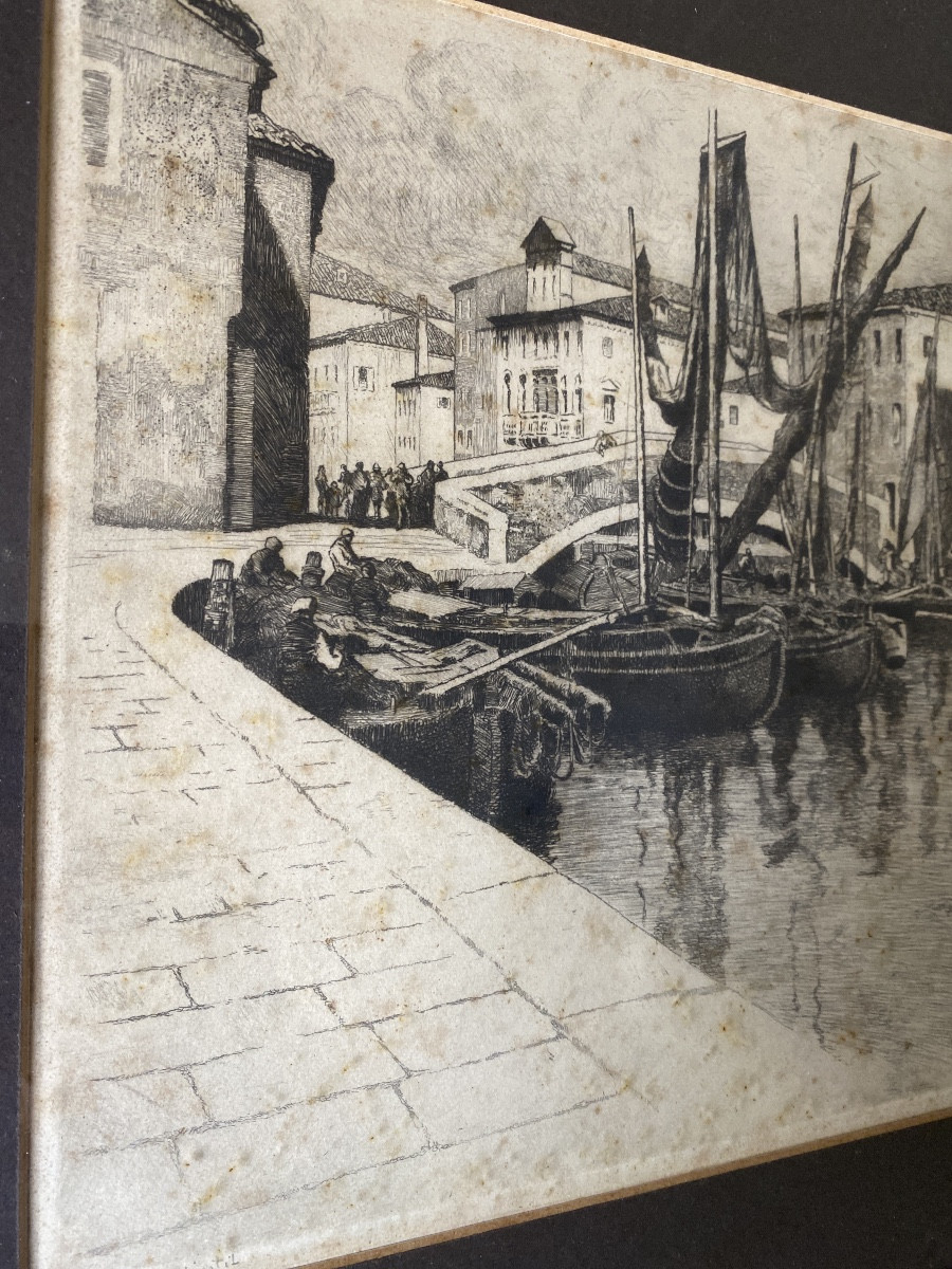 Pierre Labrouche (1861–1921) The Port Of Biscay Original Etching-photo-4