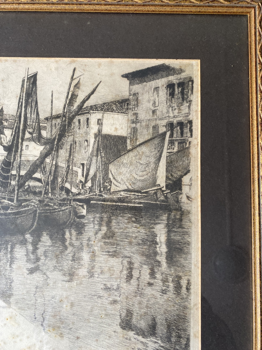Pierre Labrouche (1861–1921) The Port Of Biscay Original Etching-photo-5