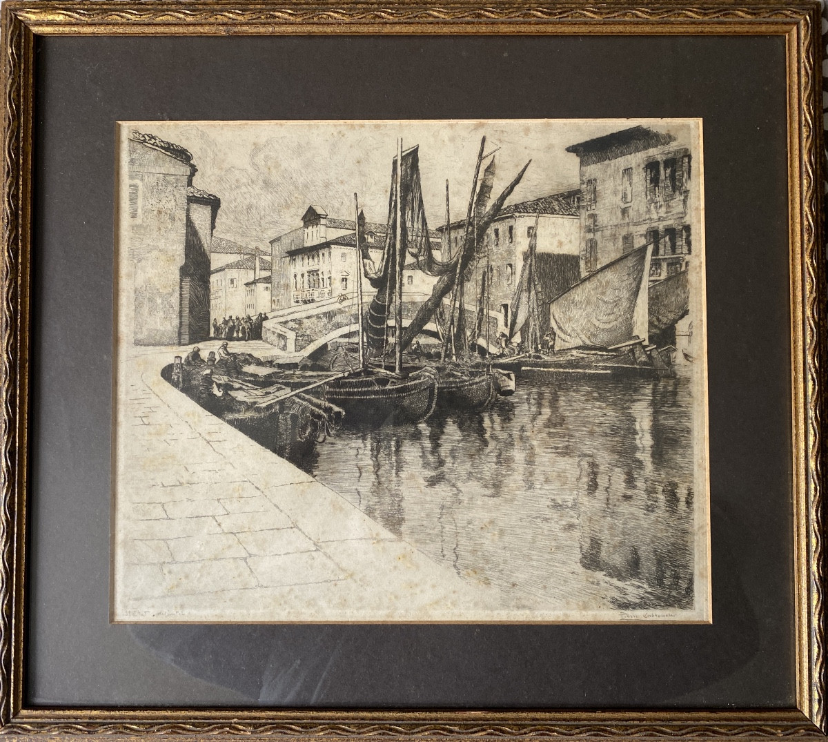 Pierre Labrouche (1861–1921) The Port Of Biscay Original Etching