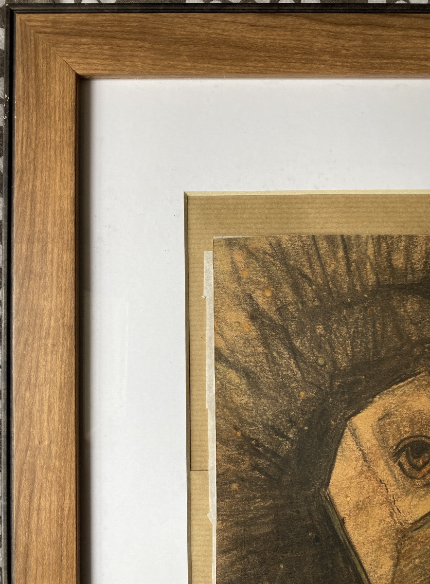 Attributed To Odilon Redon (1840-1916) – Symbolist Charcoal, “eye Cube”-photo-5