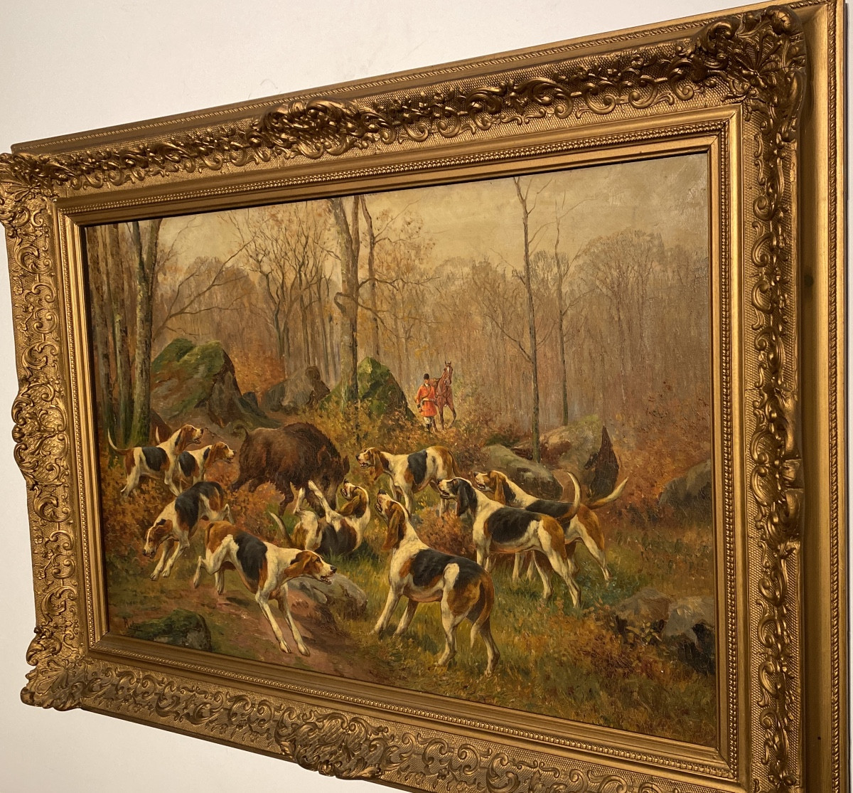 Rolier (actif fin XIXᵉ – début XXᵉ siècle) Chasse à courre au sanglier-photo-4