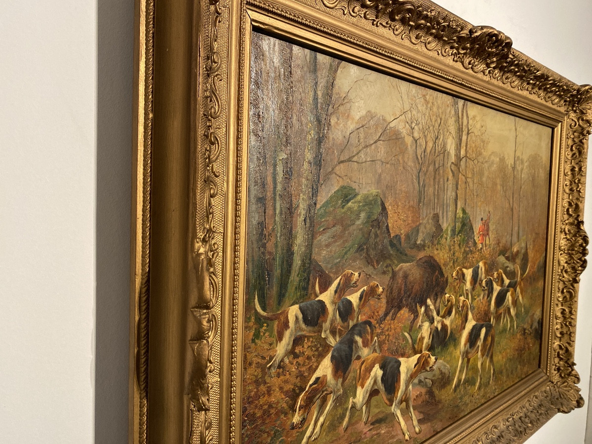 Rolier (actif fin XIXᵉ – début XXᵉ siècle) Chasse à courre au sanglier-photo-6
