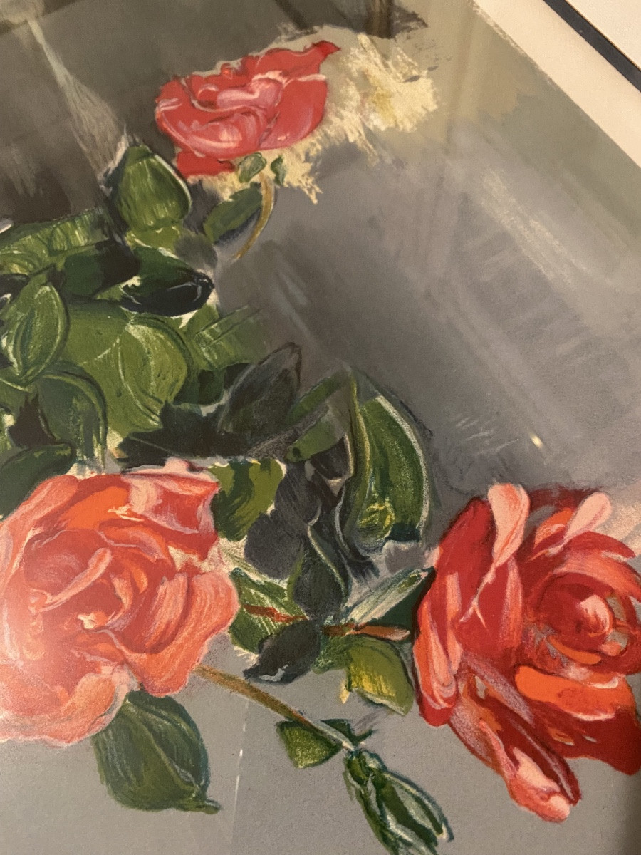 Louis Travert (1919) – Original Lithograph Signed “bouquet Of Roses”-photo-6