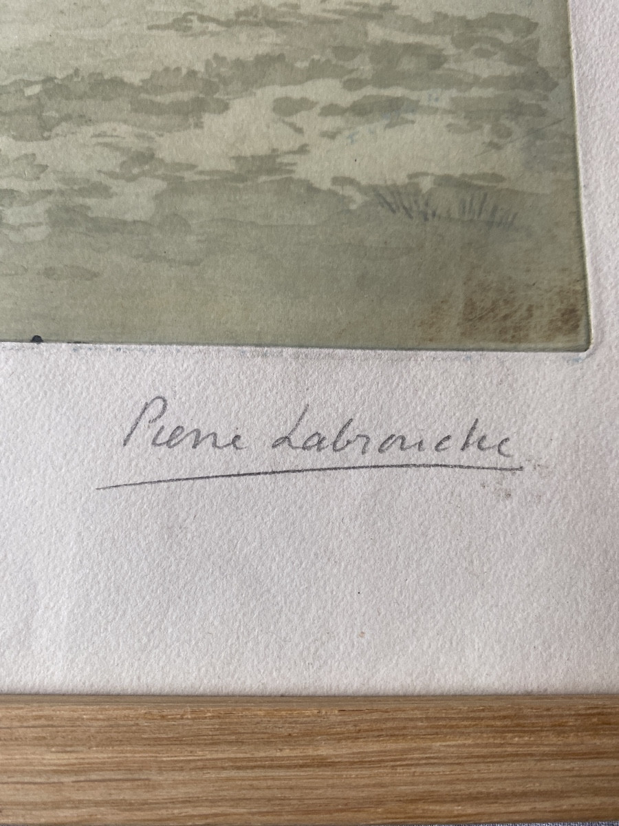 Pierre Labrouche (1876-1956) « Gravé des Pins » Gravure originale en couleurs sur papier vélin-photo-3