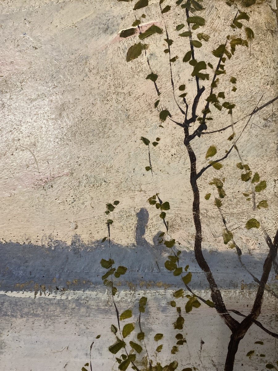 Xavier DESPARRET-FITZGERALD (1861-1941)  Bord de Garonne Huile sur panneau signée en bas à gauc-photo-4
