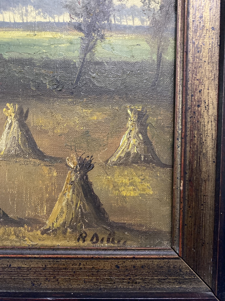 R. Dubuc – Rural Landscape At Dusk Oil On Canvas – 102 X 82 Cm-photo-2