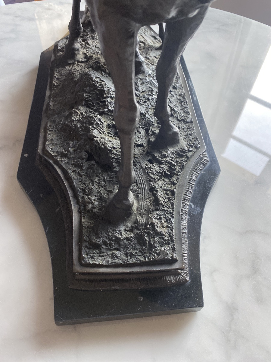 Solid Bronze – Mare And Her Foal. Antique Cast, C. 1970–1990-photo-1