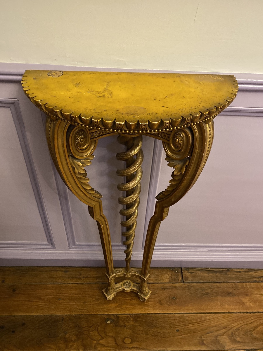 Gilded Wood Wall Console – Serpent Model – Bedel & Co. Workshop, Paris-photo-2