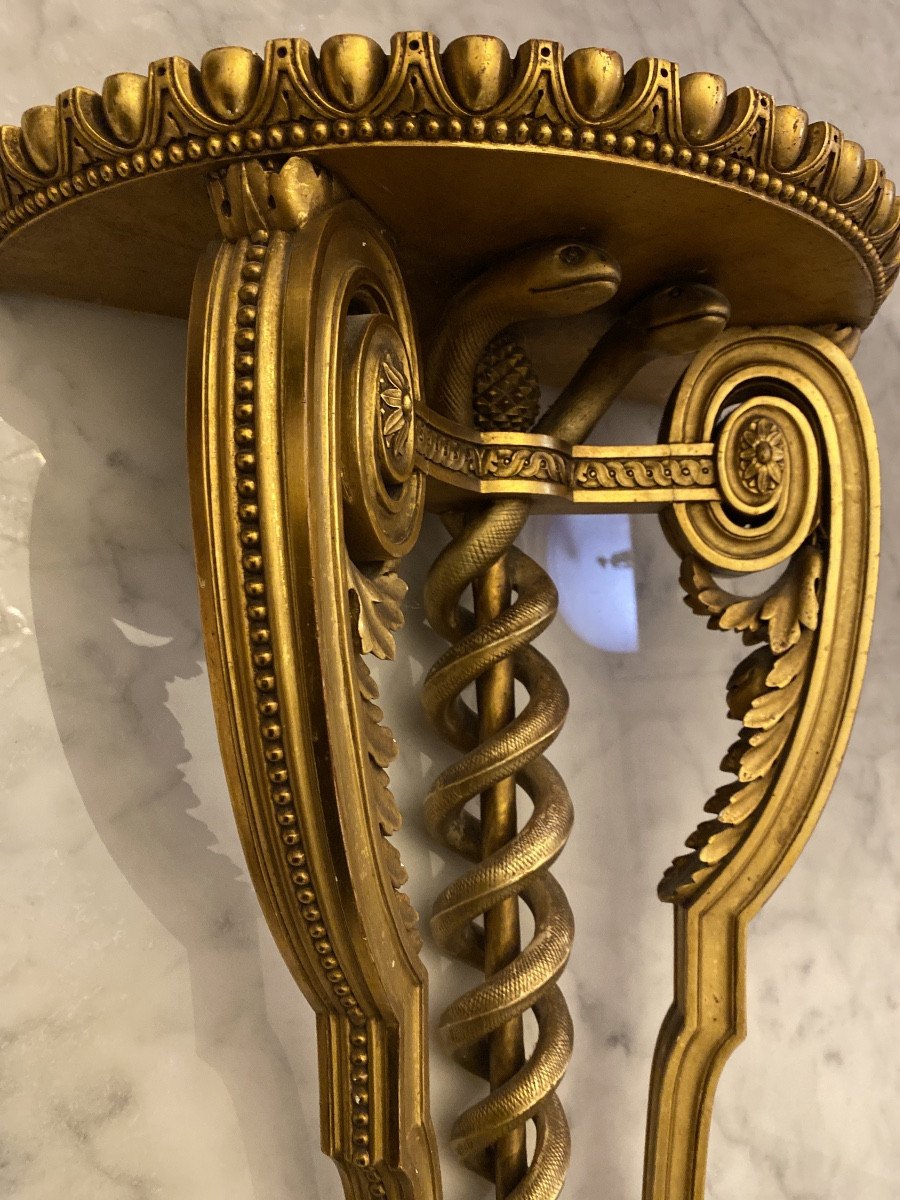 Gilded Wood Wall Console – Serpent Model – Bedel & Co. Workshop, Paris-photo-2