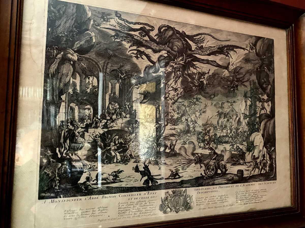 GRANDE GRAVURE ANCIENNE D’APRÈS JACQUES CALLOT – “LA TENTATION DE SAINT ANTOINE”-photo-3