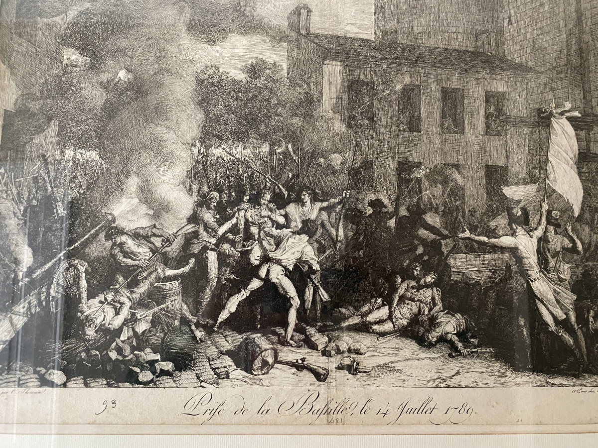 Charles Thévenin (1764-1838) – “storming Of The Bastille, July 14, 1789” – Original Engraving-photo-2