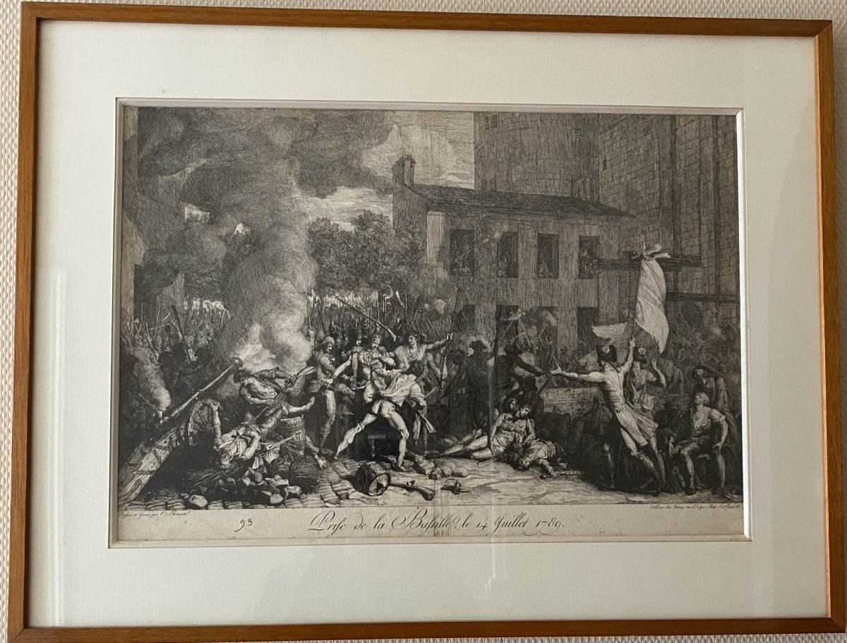 Charles Thévenin (1764-1838) – “storming Of The Bastille, July 14, 1789” – Original Engraving