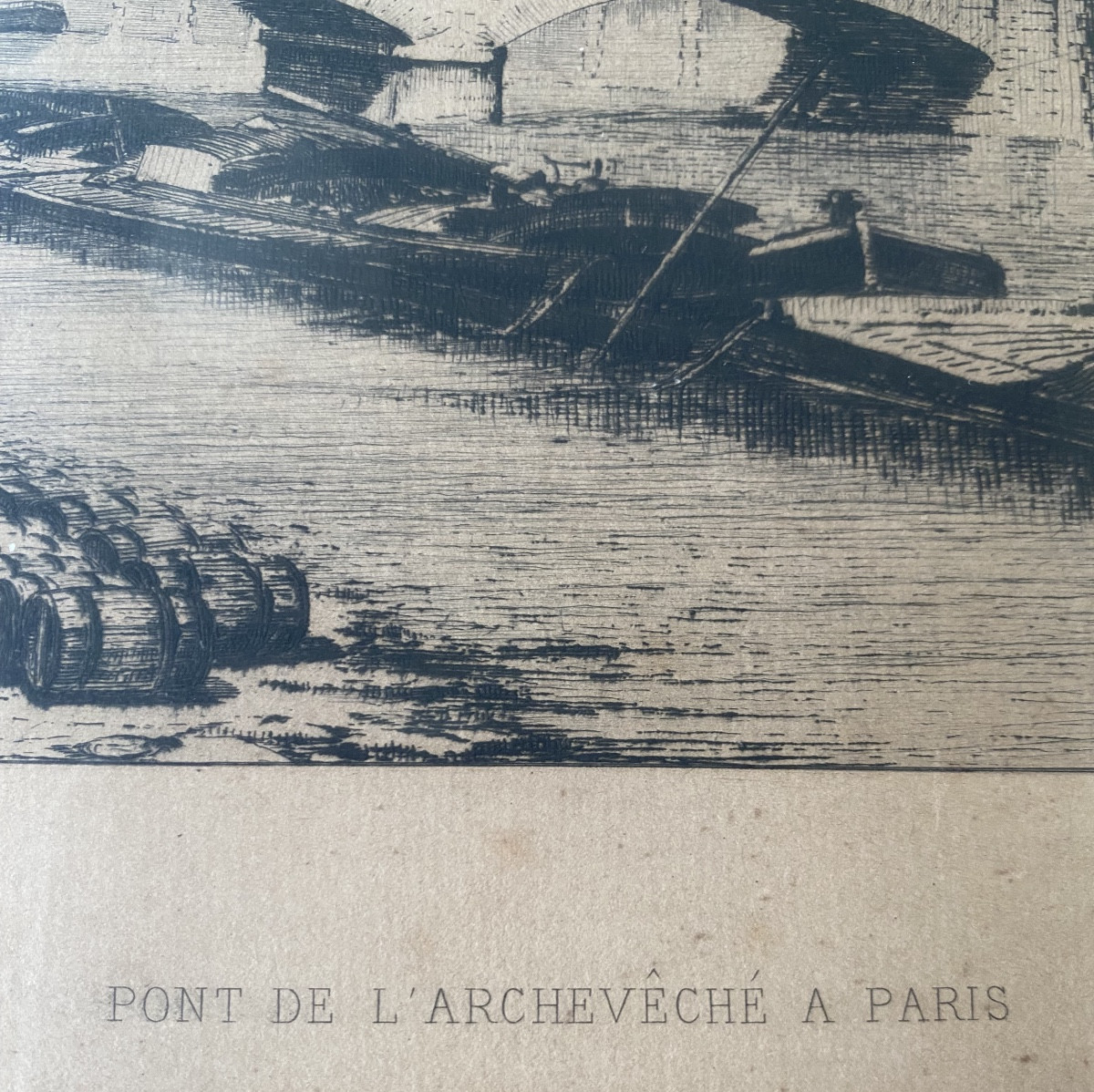 Lucien Gautier (1850–1925) “archbishop's Bridge In Paris” — Etching — Late 19th Century-photo-7