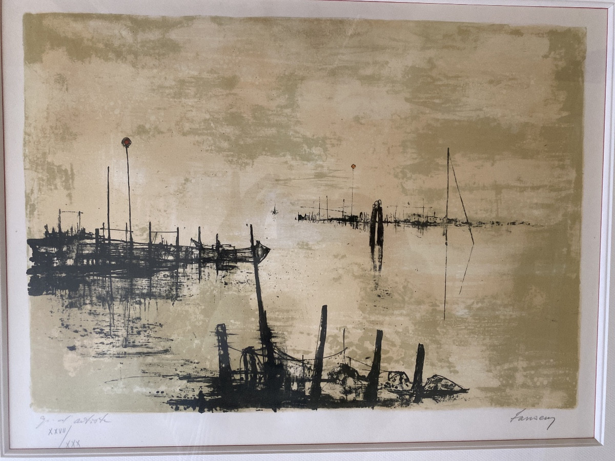 Jansen – Original Lithograph – “venice Lagoon” – Artist's Proof – XXVII/xxx – 77 X 62 -photo-3