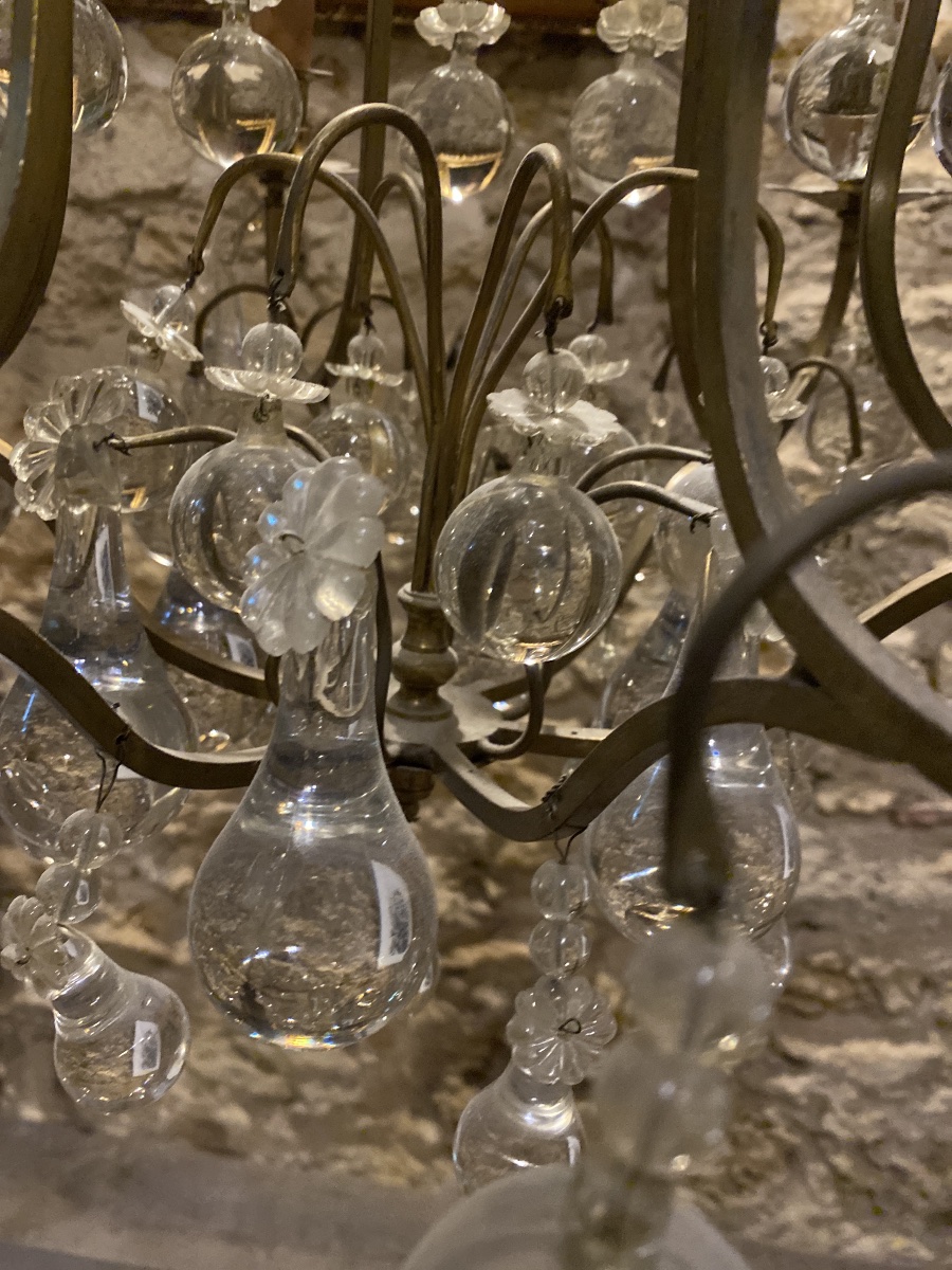 Lustre ancien en bronze et cristal – Fin XIXᵉ / début XXᵉ siècle-photo-8