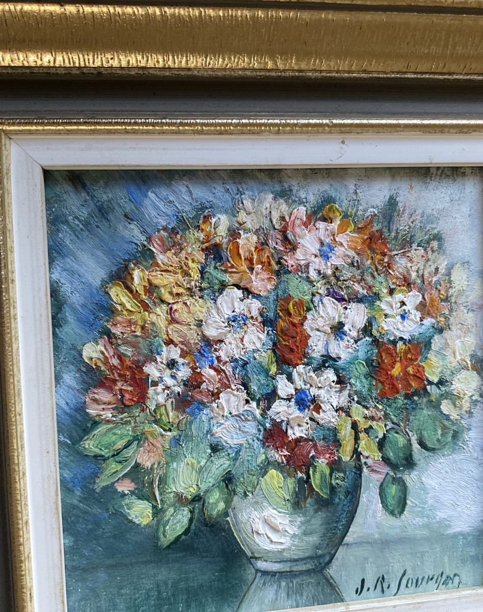 Jean-Roger Sourgen (1883–1978) – Bouquet de fleurs – Huile sur bois-photo-3