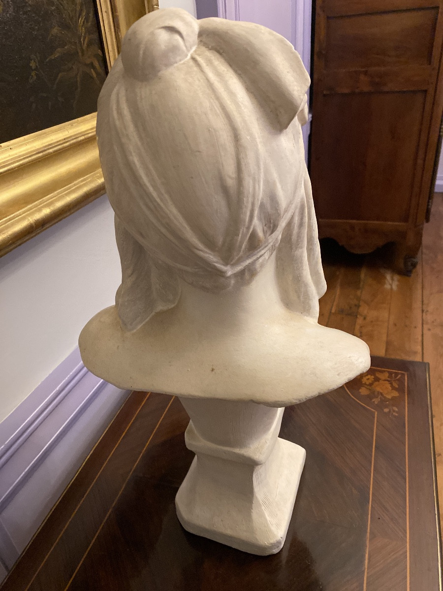GEORGES TRINQUE (1844-1930) Buste féminin en terre cuite  60 cm-photo-5