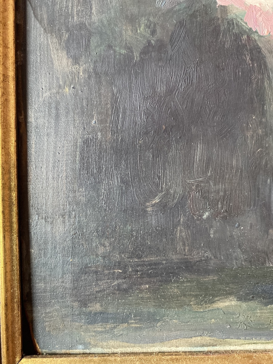 Marie-Louise Lustremant (1880-1965) – Bouquet de fleurs, huile sur bois-photo-5