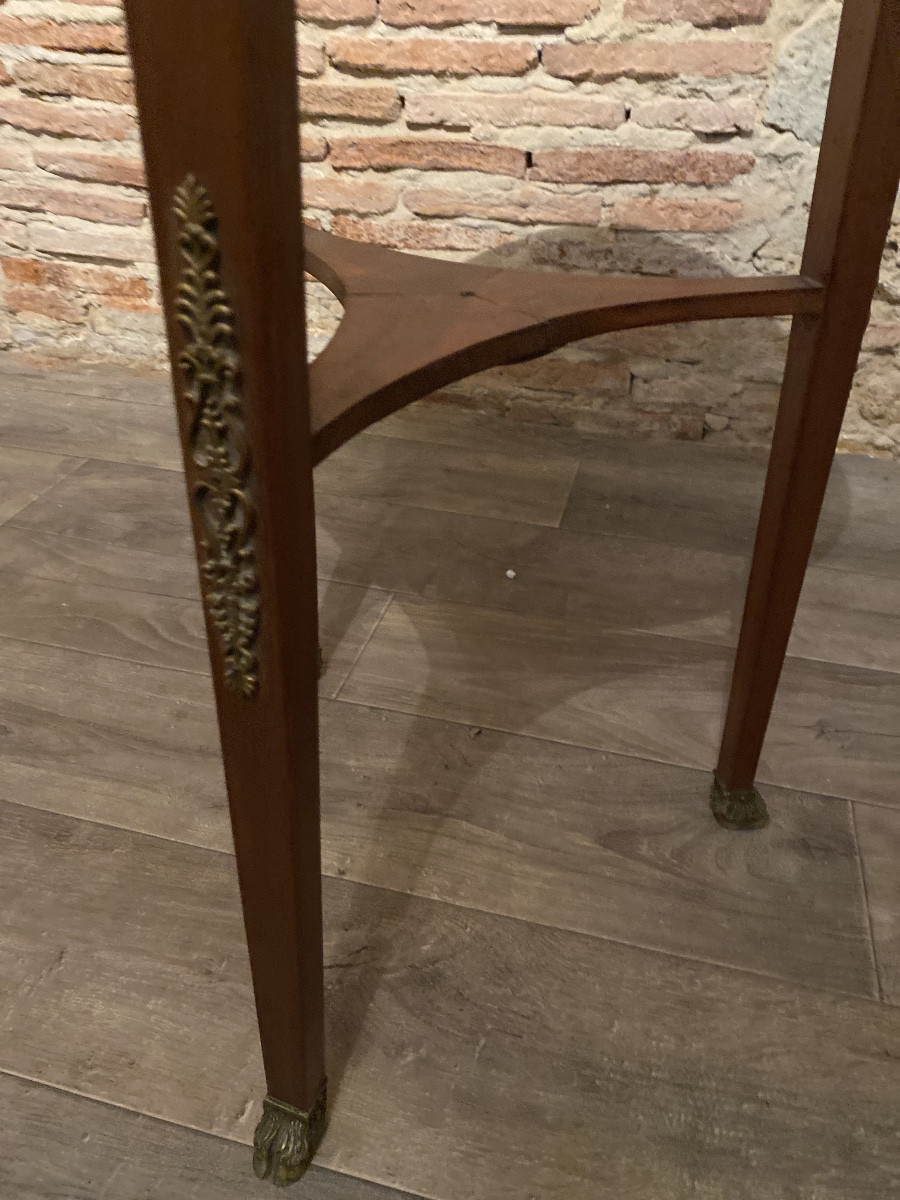 Sellette Empire en acajou et bronze doré, plateau de marbre noir veiné blanc – début XIXᵉ -photo-4