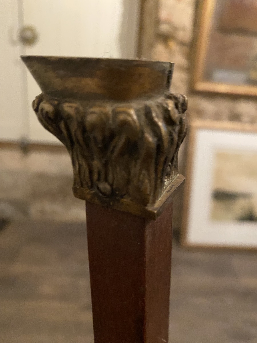 Sellette Empire en acajou et bronze doré, plateau de marbre noir veiné blanc – début XIXᵉ -photo-4