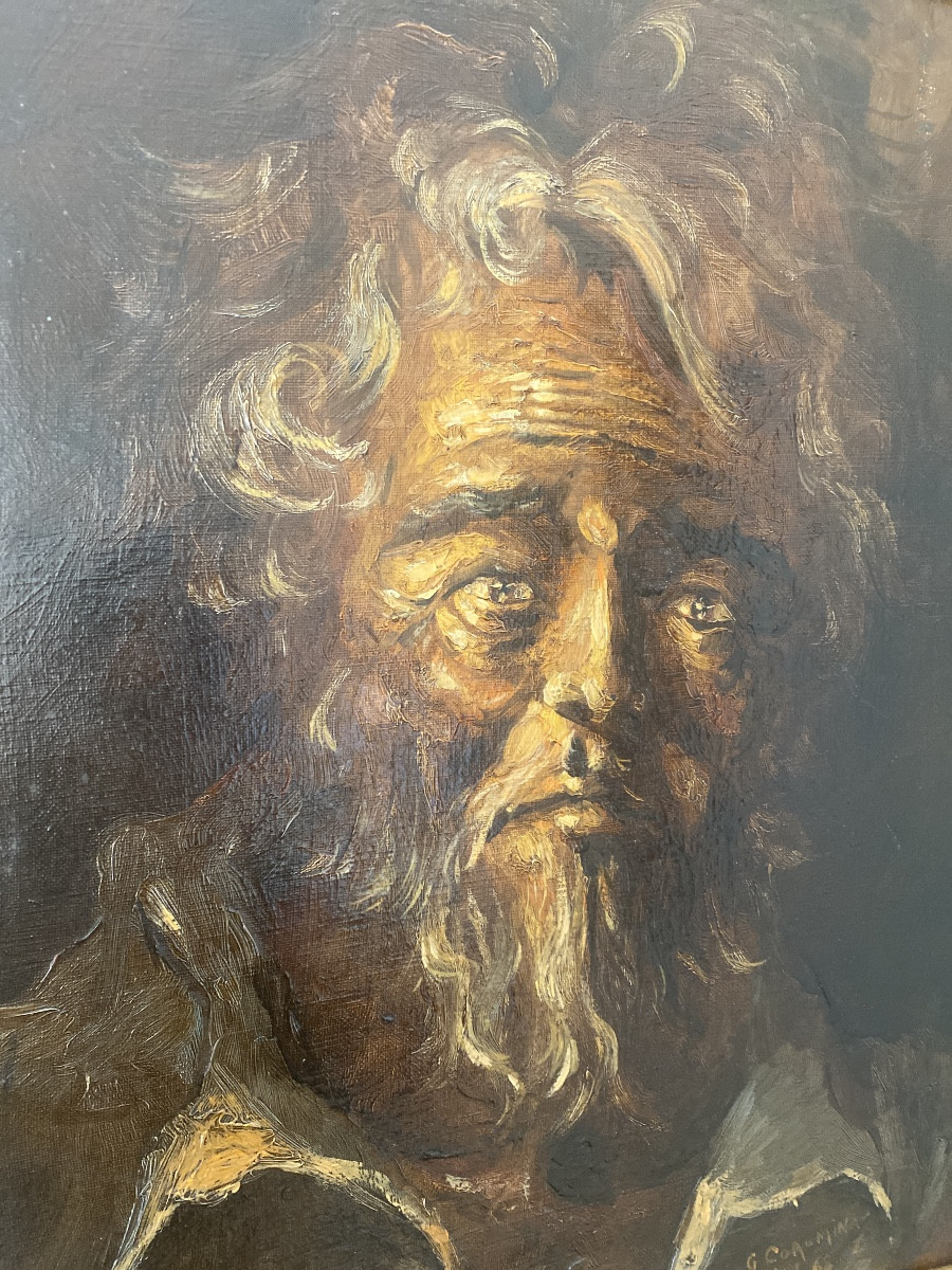 Georges Corominas (né en 1945)  Portrait d’homme âgé – Huile sur toile, -photo-4