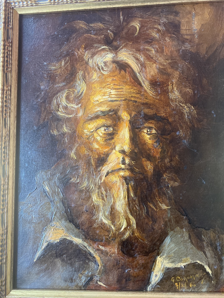 Georges Corominas (né en 1945)  Portrait d’homme âgé – Huile sur toile, -photo-8