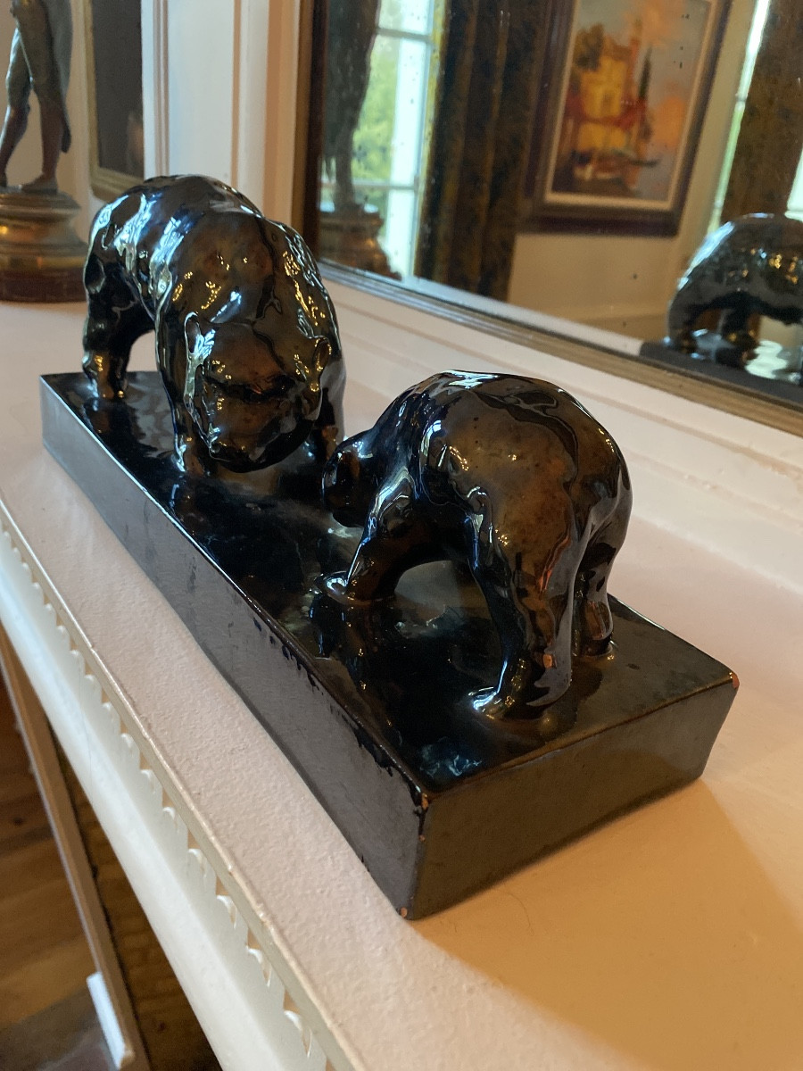  Jérôme Massier (Vallauris) «Ours et ourson»38 cm-photo-3