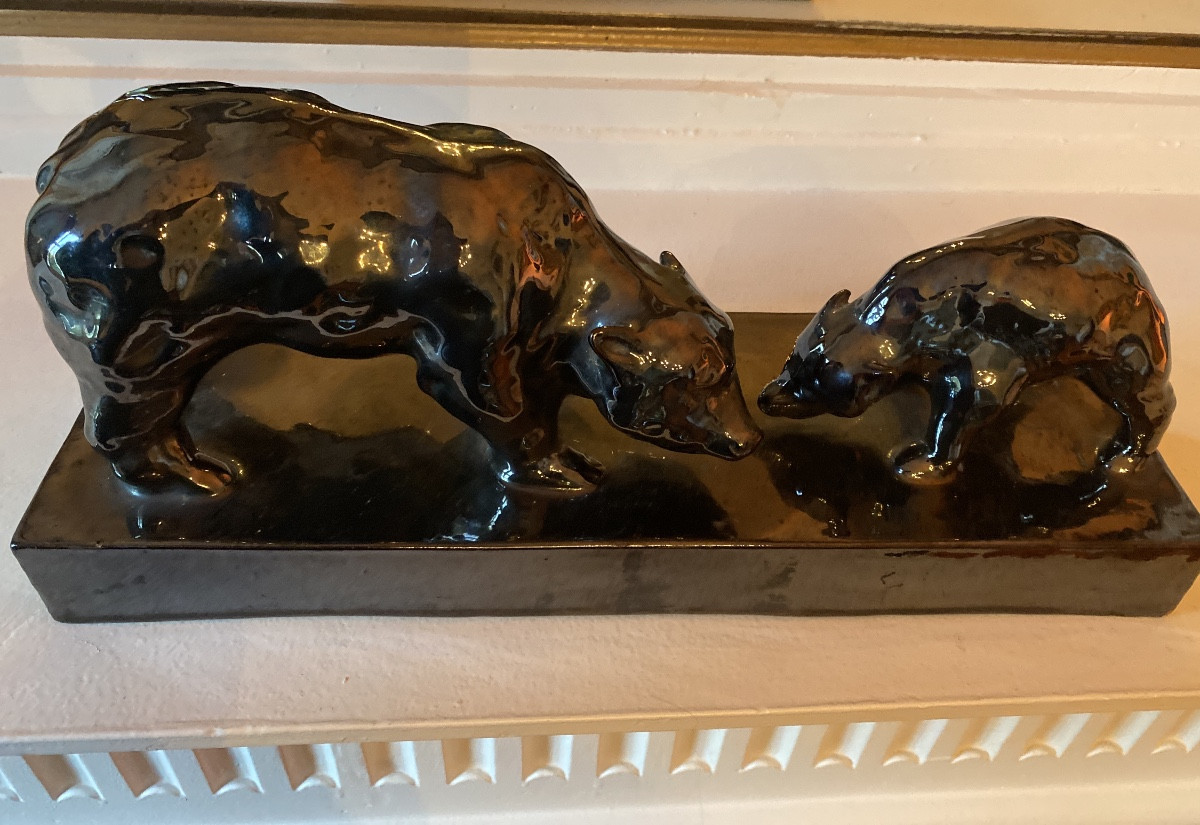  Jérôme Massier (Vallauris) «Ours et ourson»38 cm