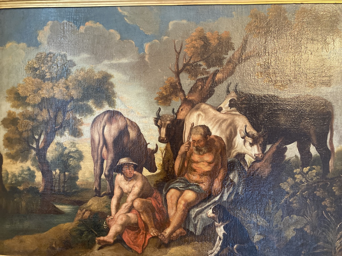 Flemish School Of The 17th Century – Follower Of Jacob Jordaens (1593-1678) “mercury, Argus And Io”-photo-3