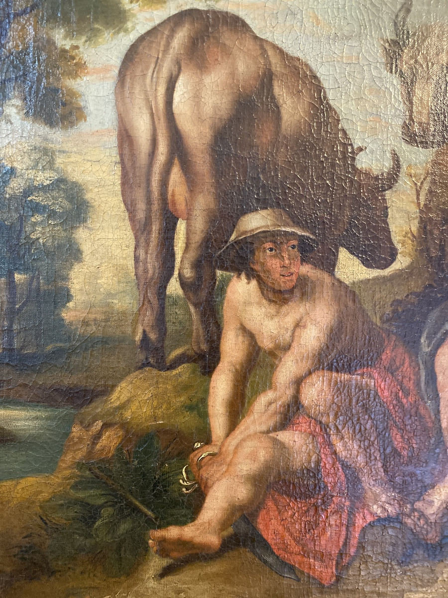 Flemish School Of The 17th Century – Follower Of Jacob Jordaens (1593-1678) “mercury, Argus And Io”-photo-2