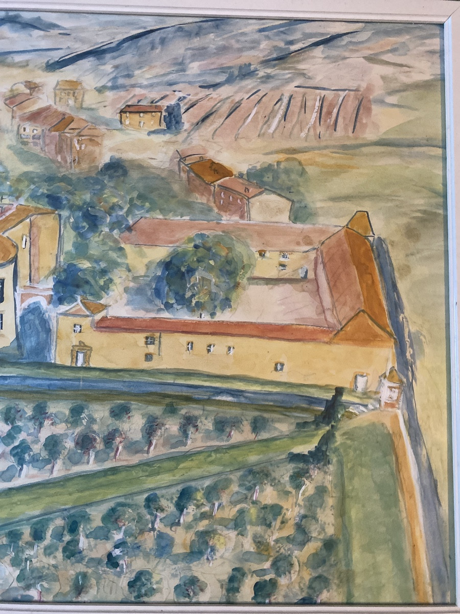 Marthe Mootz (1915–1988)  Couvent catalan et paysage viticole-photo-3