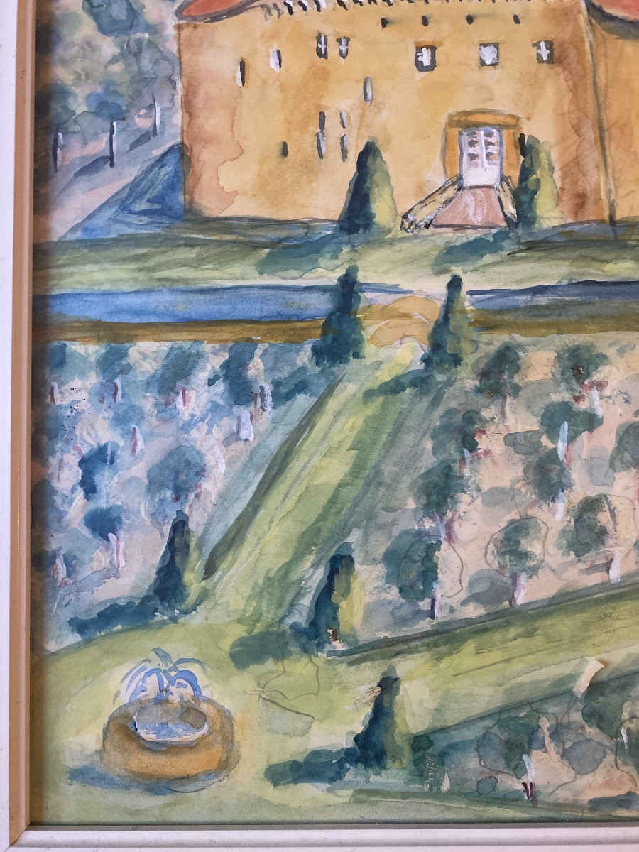 Marthe Mootz (1915–1988)  Couvent catalan et paysage viticole-photo-4