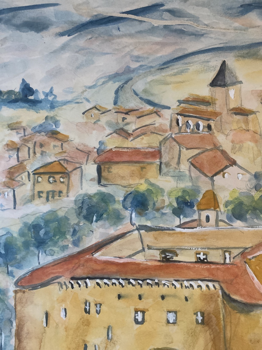 Marthe Mootz (1915–1988)  Couvent catalan et paysage viticole-photo-1