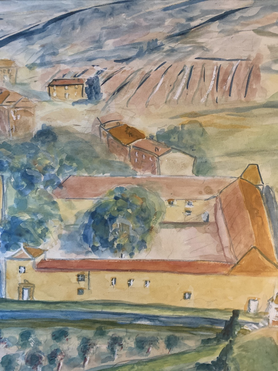 Marthe Mootz (1915–1988)  Couvent catalan et paysage viticole-photo-2