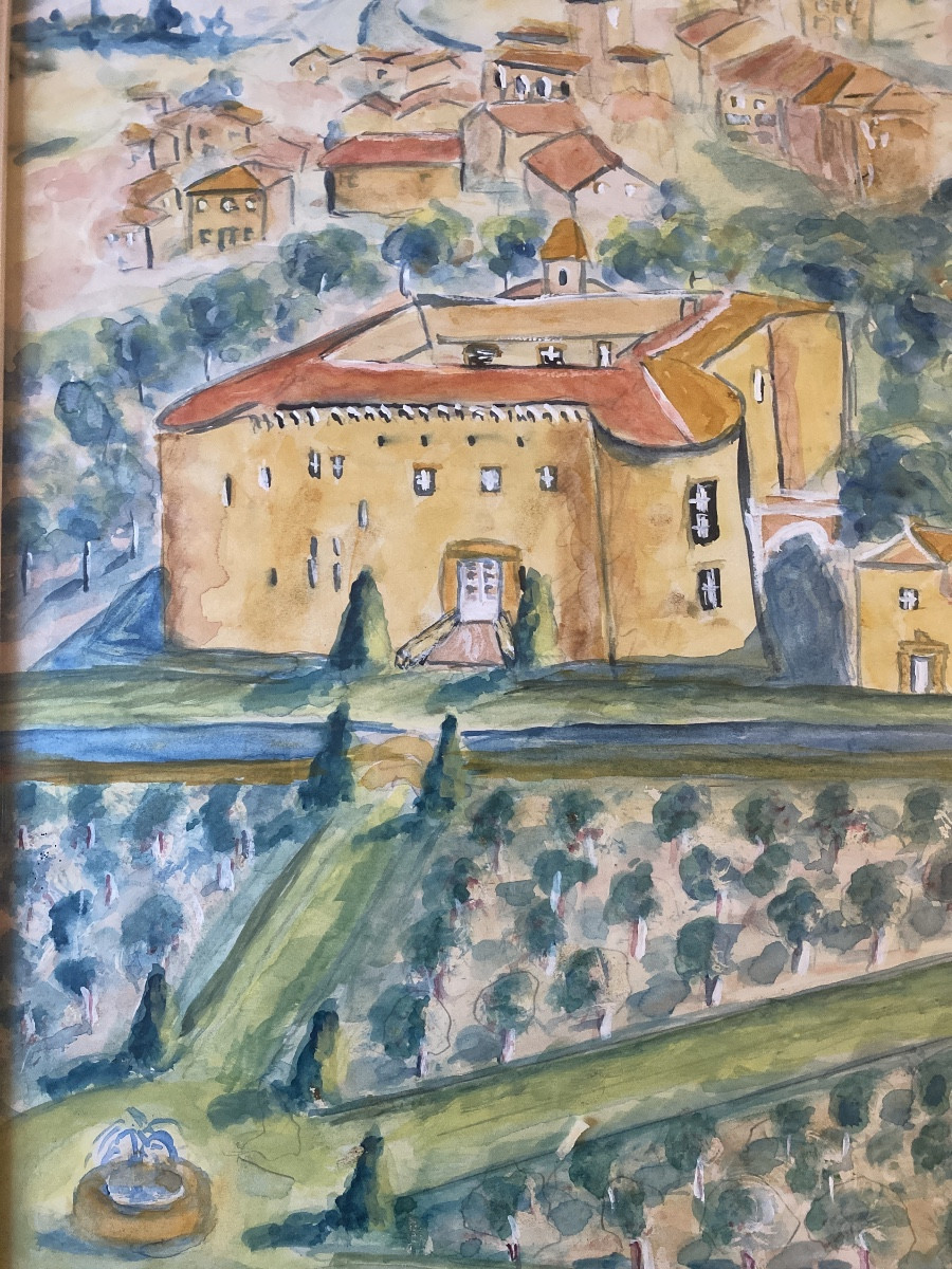 Marthe Mootz (1915–1988)  Couvent catalan et paysage viticole-photo-4