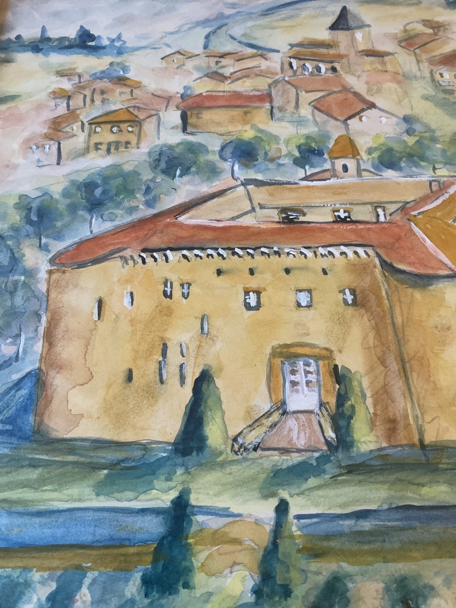 Marthe Mootz (1915–1988)  Couvent catalan et paysage viticole-photo-6