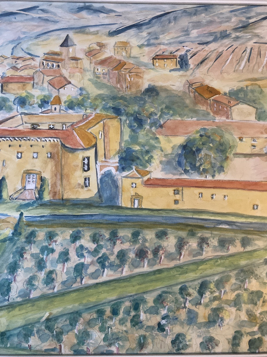 Marthe Mootz (1915–1988)  Couvent catalan et paysage viticole-photo-7